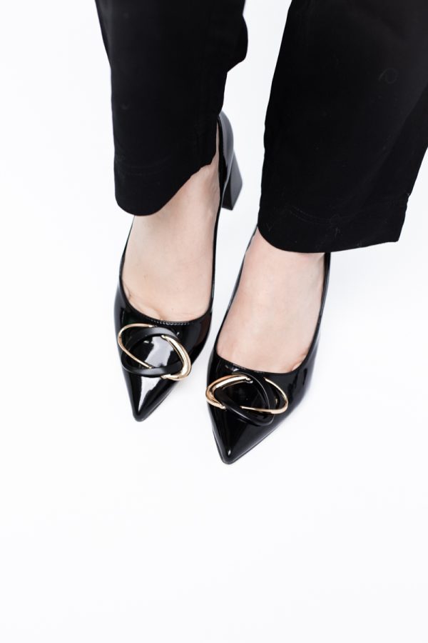 Pantofi pentru femei cu toc gros din piele ecologică în nuanța Negru (BS300AY2404168) 177
