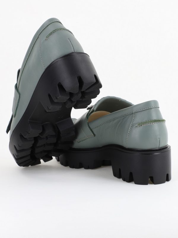 Pantofi Casual Damă din Piele Naturală Box Verde- Leofex BS04051LE2404007 12