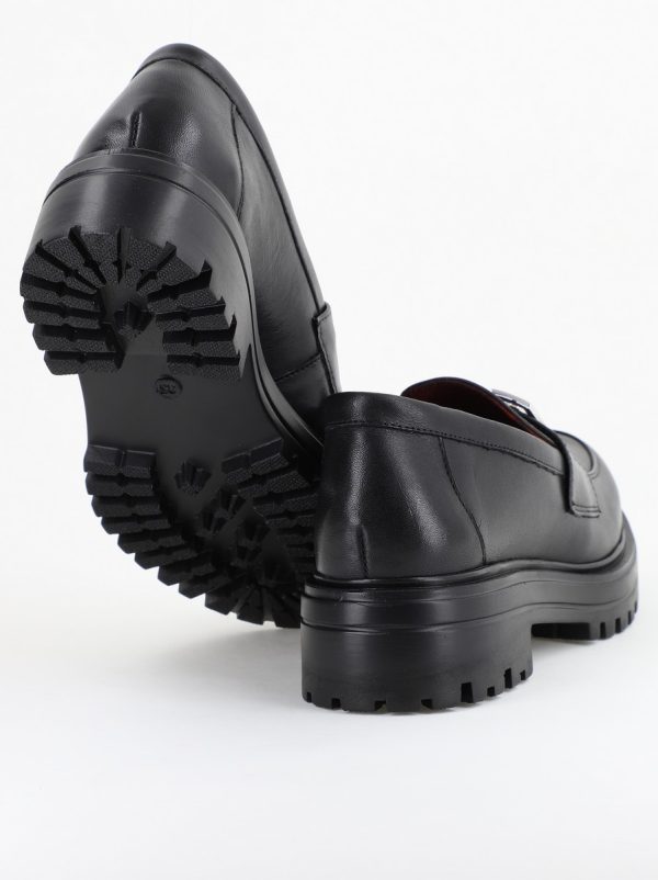 Pantofi casual damă din piele naturală, Negru Leofex BS024LE2404001 8