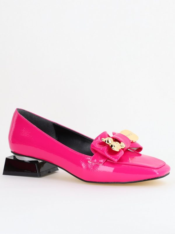 Incaltaminte Dama - Pantofi cu Toc jos Eleganti din Piele Ecologica Roz fuchsia - BS161BA2403870