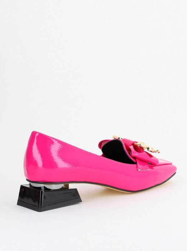 Pantofi cu Toc jos Eleganti din Piele Ecologica Roz fuchsia - BS161BA2403870 11