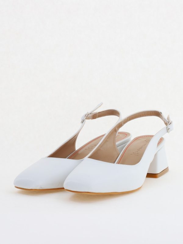 Pantofi Damă cu Toc Gros din Piele Ecologică culoare alb (BS420AY2404136) 5