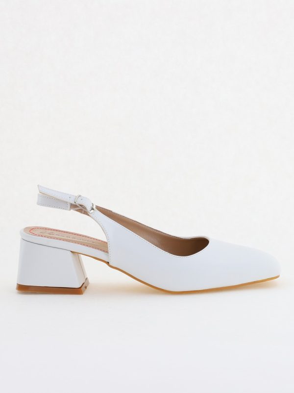 Pantofi Damă cu Toc Gros din Piele Ecologică culoare alb (BS420AY2404136) 6