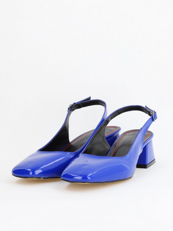Pantofi Damă cu Toc Gros din Piele Ecologică culoare albastru (BS420AY2404134) 5