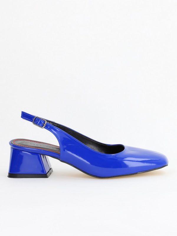 Pantofi Damă cu Toc Gros din Piele Ecologică culoare albastru (BS420AY2404134) 6