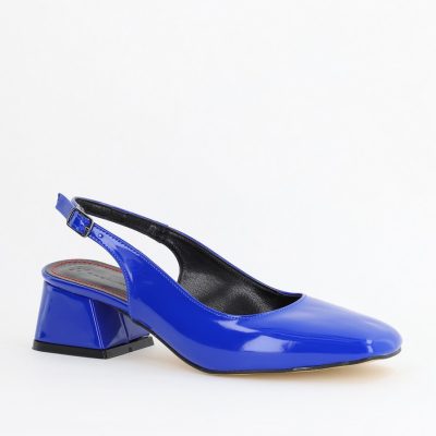 Pantofi Damă cu Toc Gros din Piele Ecologică culoare albastru (BS420AY2404134)