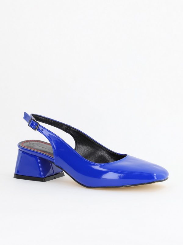 Incaltaminte Dama - Pantofi Damă cu Toc Gros din Piele Ecologică culoare albastru (BS420AY2404134)