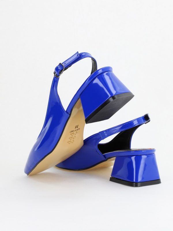 Pantofi Damă cu Toc Gros din Piele Ecologică culoare albastru (BS420AY2404134) 9