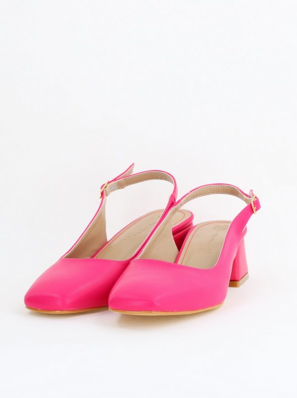 Pantofi Damă cu Toc Gros din Piele Ecologică culoare roz fuchsia(BS420AY2404131) 174