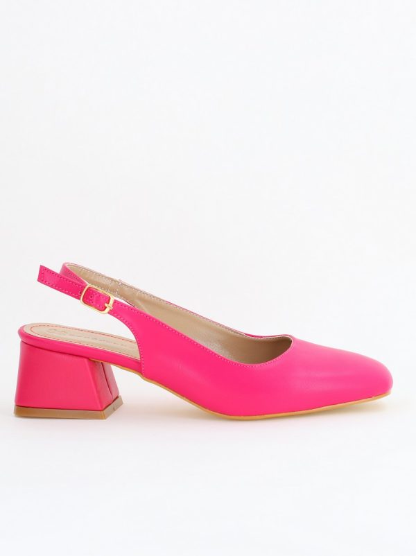 Pantofi Damă cu Toc Gros din Piele Ecologică culoare roz fuchsia(BS420AY2404131) 176