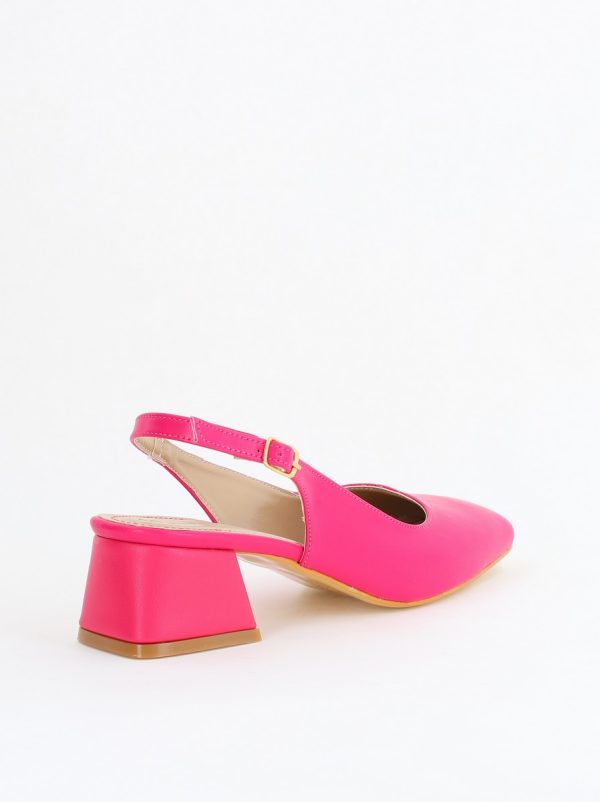 Pantofi Damă cu Toc Gros din Piele Ecologică culoare roz fuchsia(BS420AY2404131) 179