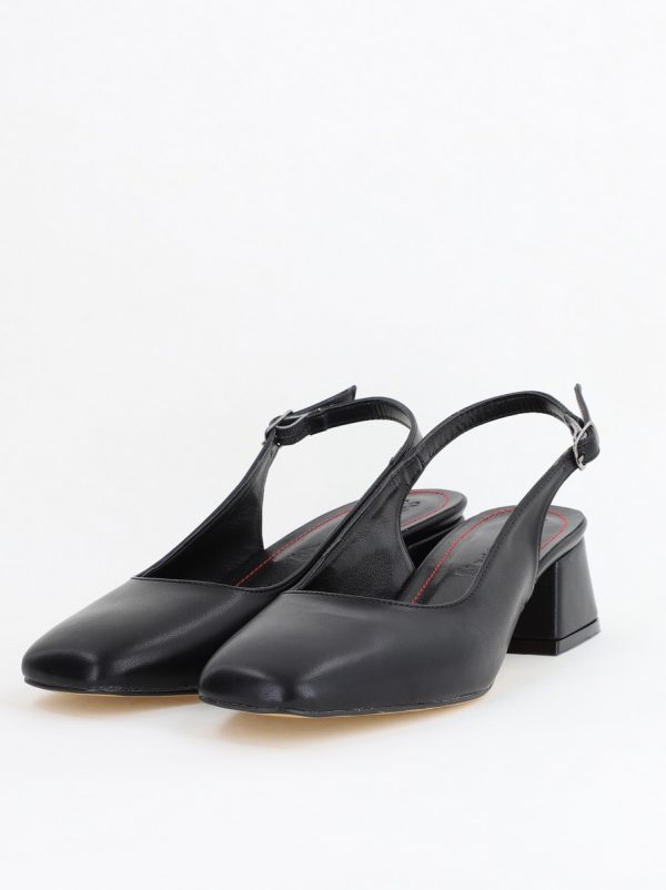 Pantofi Damă cu Toc Gros din Piele Ecologică culoare negru (BS420AY2404128) 174