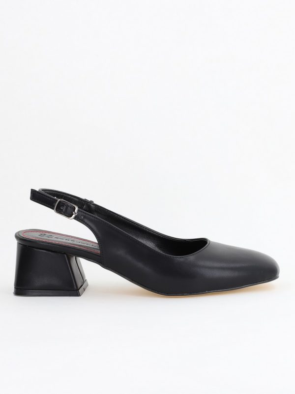 Pantofi Damă cu Toc Gros din Piele Ecologică culoare negru (BS420AY2404128) 176