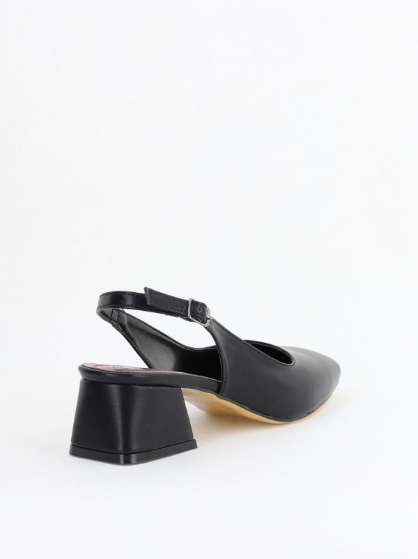 Pantofi Damă cu Toc Gros din Piele Ecologică culoare negru (BS420AY2404128) 179