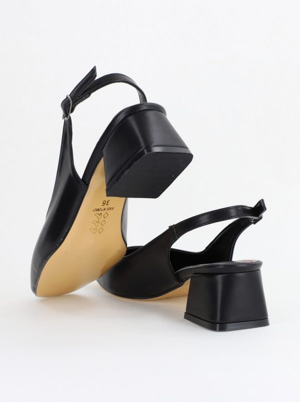 Pantofi Damă cu Toc Gros din Piele Ecologică culoare negru (BS420AY2404128) 180