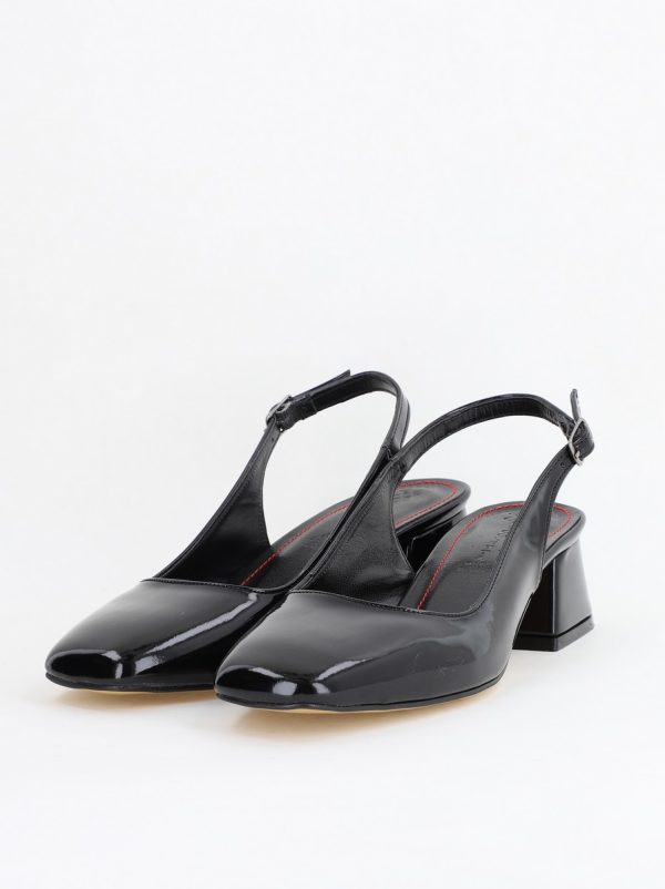 Pantofi Damă cu Toc Gros din Piele Ecologică culoare negru (BS420AY2404139) 174