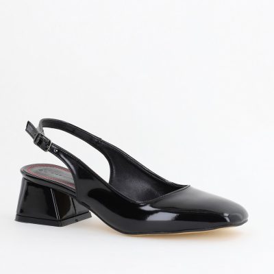 Pantofi Damă cu Toc Gros din Piele Ecologică culoare negru (BS420AY2404139)