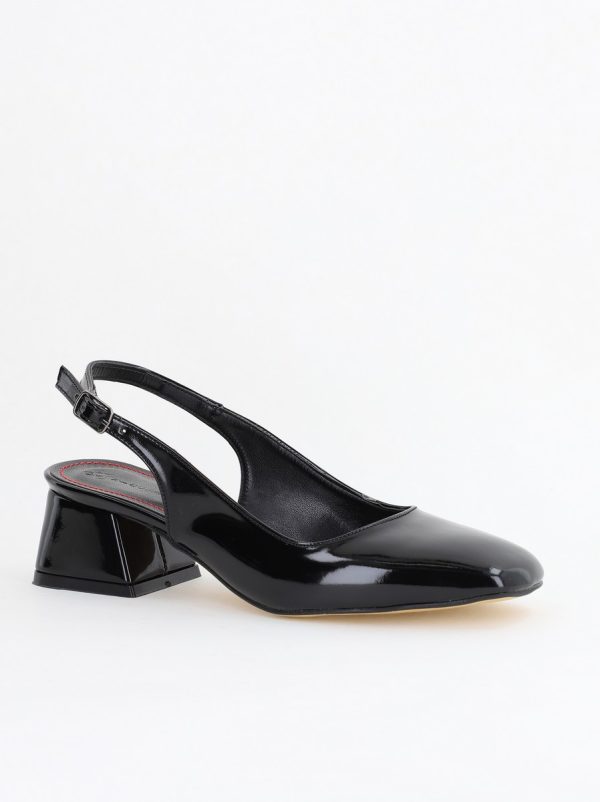 Incaltaminte Dama - Pantofi Damă cu Toc Gros din Piele Ecologică culoare negru (BS420AY2404139)
