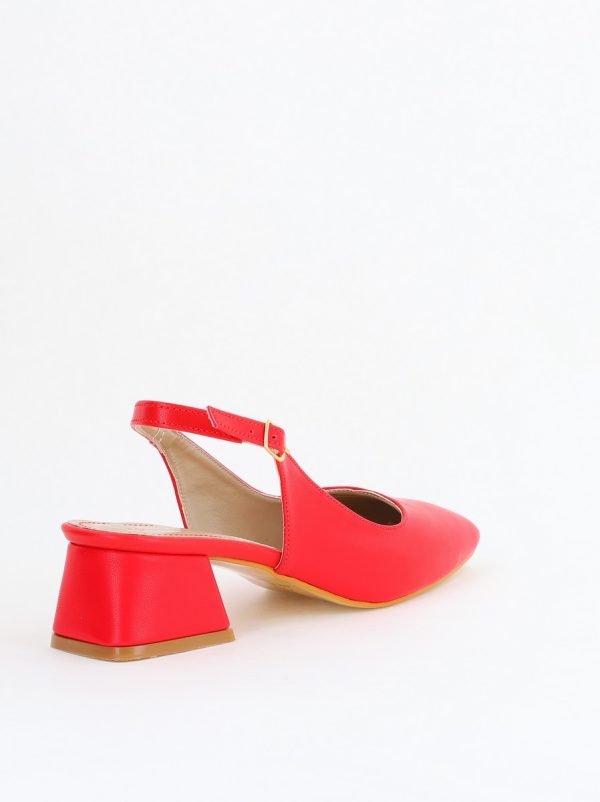 Pantofi Damă cu Toc Gros din Piele Ecologică culoare rosu(BS420AY2404133) 8