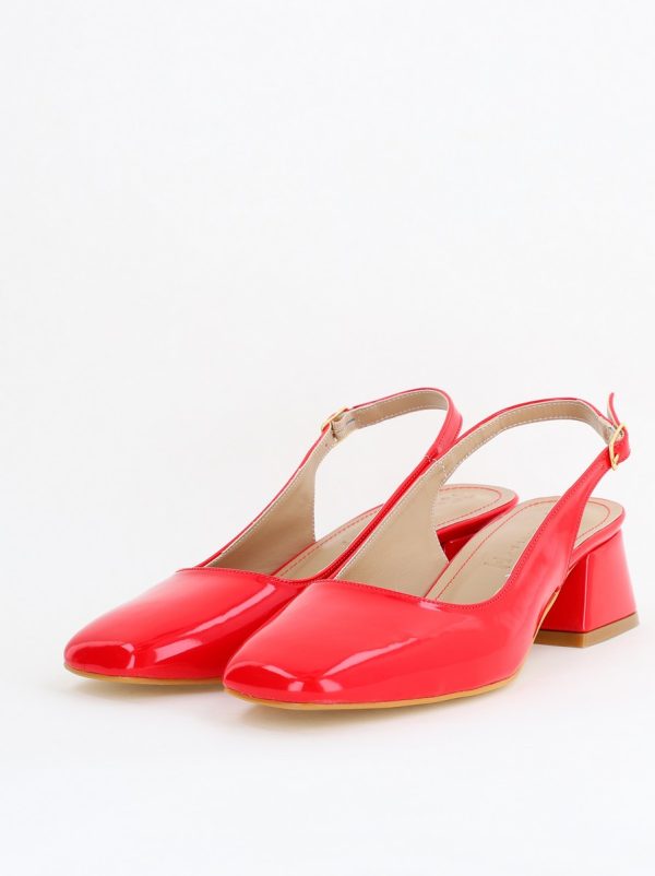 Pantofi Damă cu Toc Gros din Piele Ecologică culoare rosu (BS420AY2404135) 5