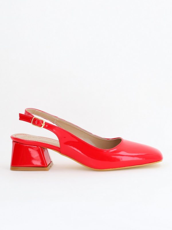 Pantofi Damă cu Toc Gros din Piele Ecologică culoare rosu (BS420AY2404135) 6
