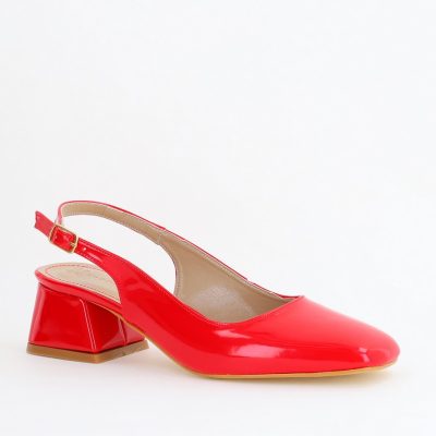 Pantofi Damă cu Toc Gros din Piele Ecologică culoare rosu (BS420AY2404135)