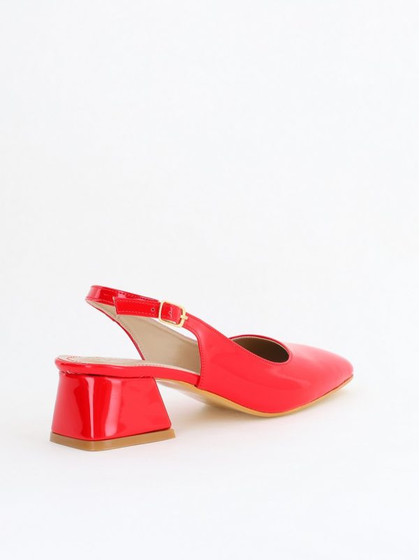 Pantofi Damă cu Toc Gros din Piele Ecologică culoare rosu (BS420AY2404135) 8