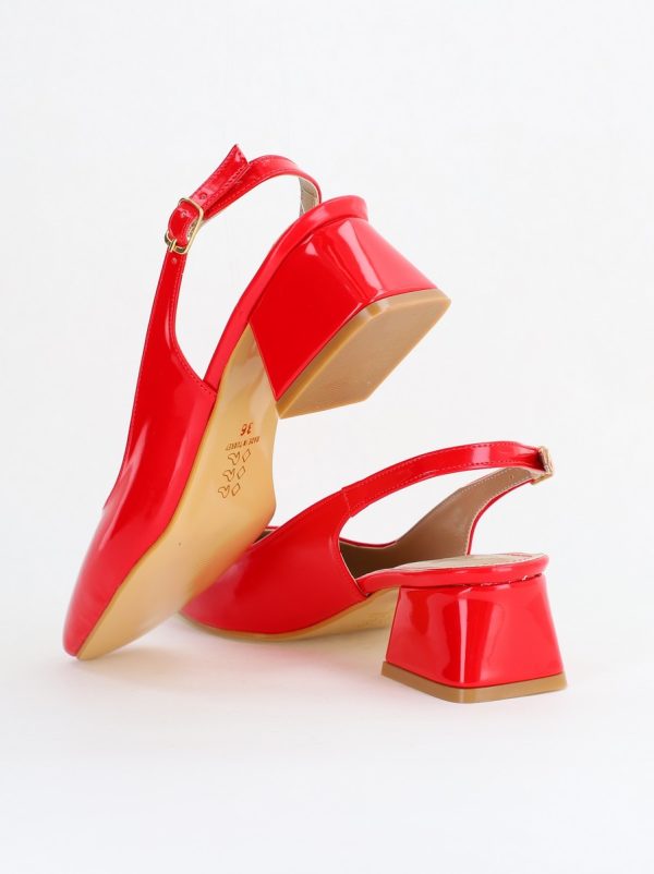 Pantofi Damă cu Toc Gros din Piele Ecologică culoare rosu (BS420AY2404135) 9
