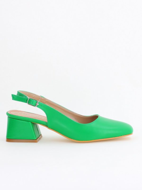 Pantofi Damă cu Toc Gros din Piele Ecologică culoare verde mat (BS420AY2404138) 176