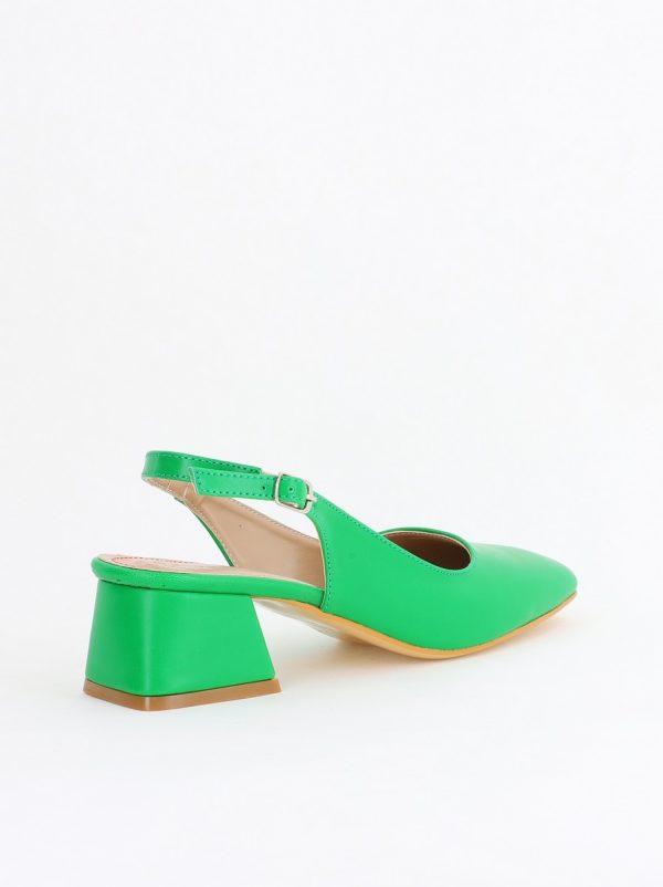 Pantofi Damă cu Toc Gros din Piele Ecologică culoare verde mat (BS420AY2404138) 179