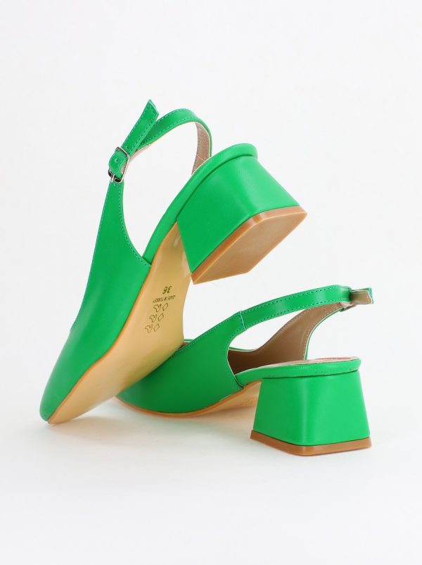 Pantofi Damă cu Toc Gros din Piele Ecologică culoare verde mat (BS420AY2404138) 180