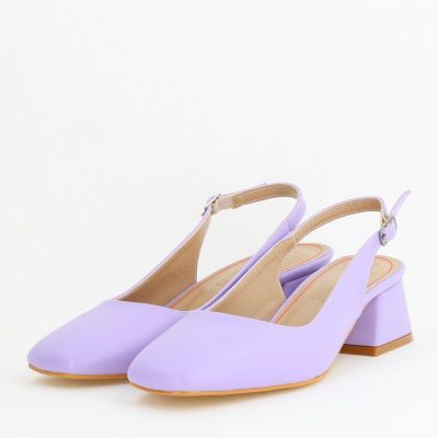 Pantofi Damă cu Toc Gros din Piele Ecologică culoare violet (BS420AY2404129)