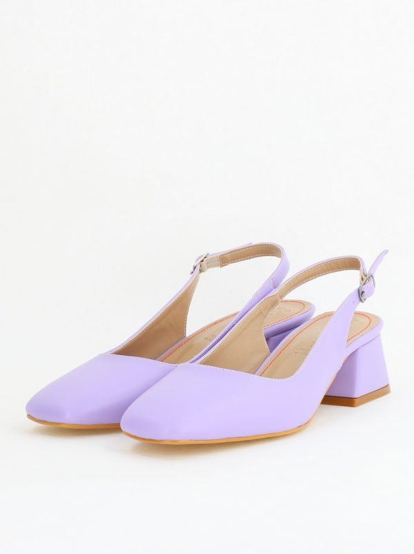 Pantofi Damă cu Toc Gros din Piele Ecologică culoare violet (BS420AY2404129) 174