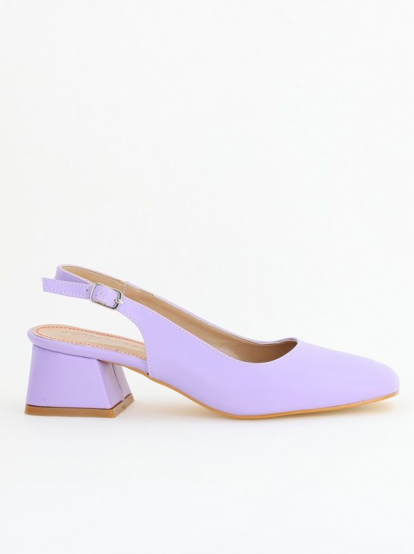 Pantofi Damă cu Toc Gros din Piele Ecologică culoare violet (BS420AY2404129) 176