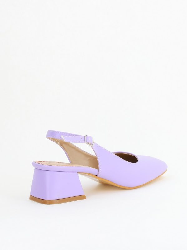 Pantofi Damă cu Toc Gros din Piele Ecologică culoare violet (BS420AY2404129) 179