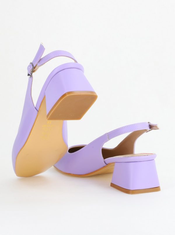 Pantofi Damă cu Toc Gros din Piele Ecologică culoare violet (BS420AY2404129) 180
