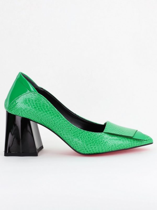 Pantofi Damă cu Toc Gros din Piele Ecologică Verde Benetton (BS2002D2404154) 7