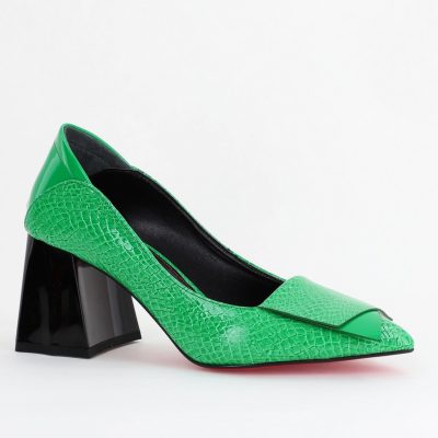 Pantofi Damă cu Toc Gros din Piele Ecologică Verde Benetton (BS2002D2404154)