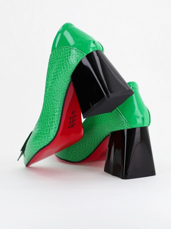 Pantofi Damă cu Toc Gros din Piele Ecologică Verde Benetton (BS2002D2404154) 6