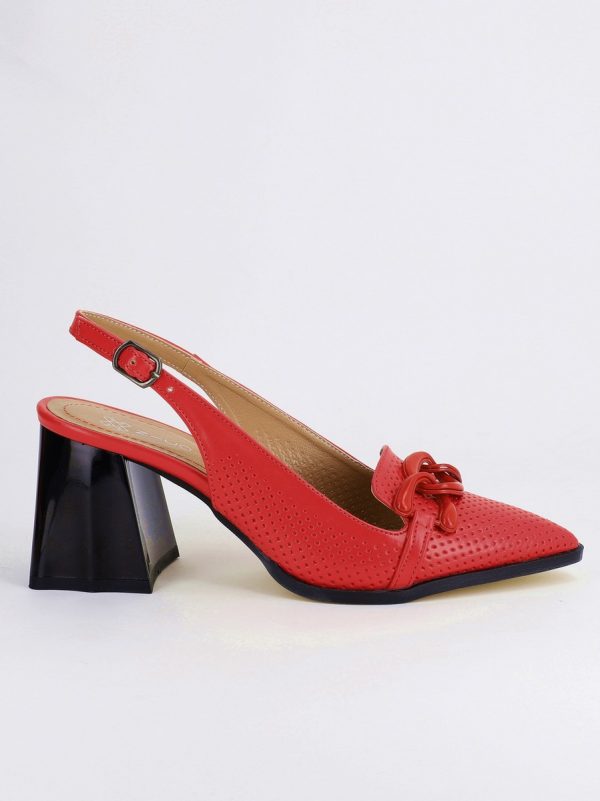 Pantofi Dama cu Toc Gros piele ecologică Roșii BS740AY2404074 174