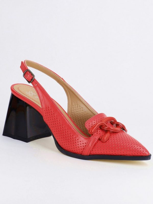 Incaltaminte Dama - Pantofi Dama cu Toc Gros piele ecologică Roșii BS740AY2404074