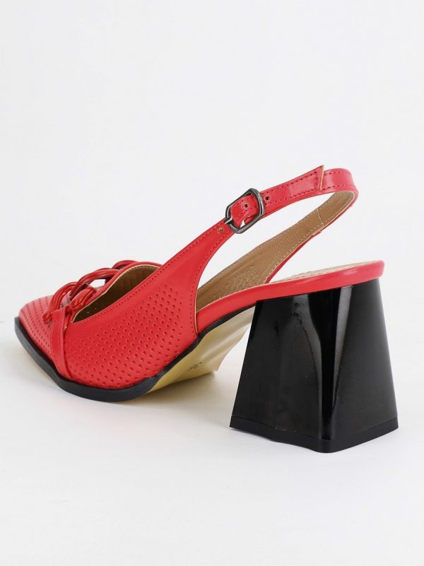 Pantofi Dama cu Toc Gros piele ecologică Roșii BS740AY2404074 7