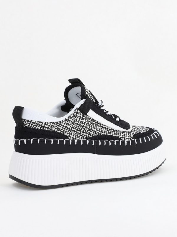 Pantofi damă sport piele ecologică si textil negru cu alb (BS288EV2404149) 8