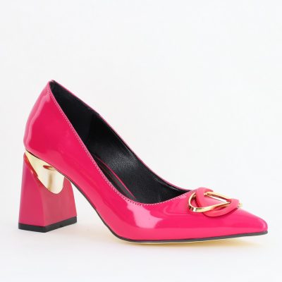 Pantofi pentru femei cu toc gros din piele ecologică în nuanța roz fuchsia (BS300AY2404167)