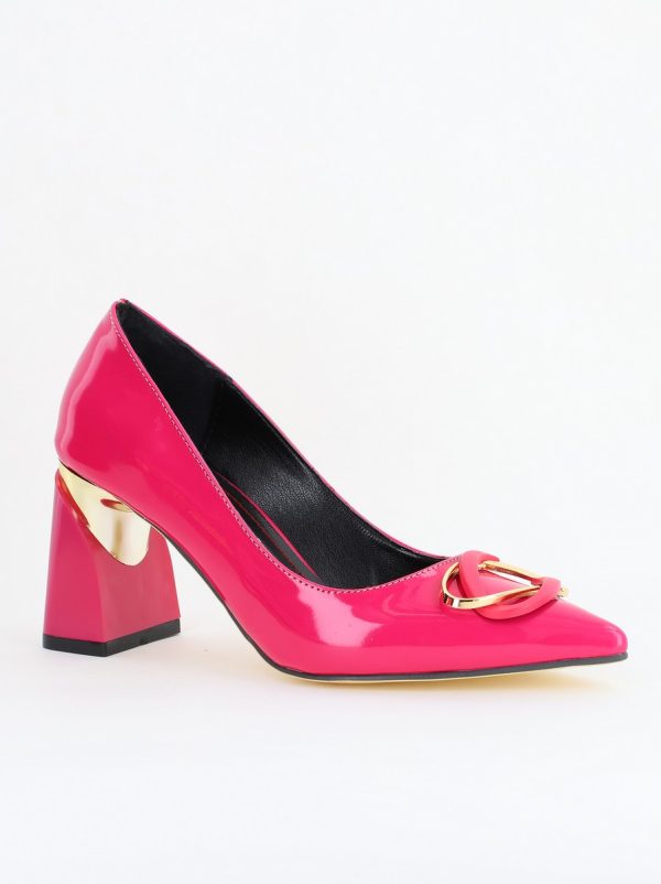 Incaltaminte Dama - Pantofi pentru femei cu toc gros din piele ecologică în nuanța roz fuchsia (BS300AY2404167)