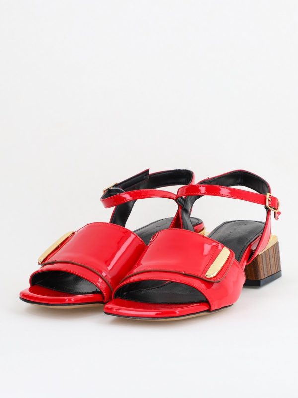 Sandale casual cu toc mic piele ecologică culoare Roșu (BS101SN2403941) 5