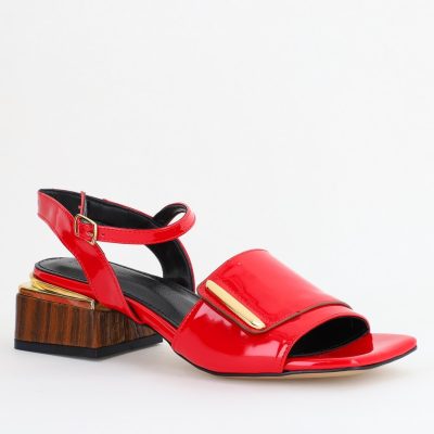 Sandale casual cu toc mic piele ecologică culoare Roșu (BS101SN2403941)