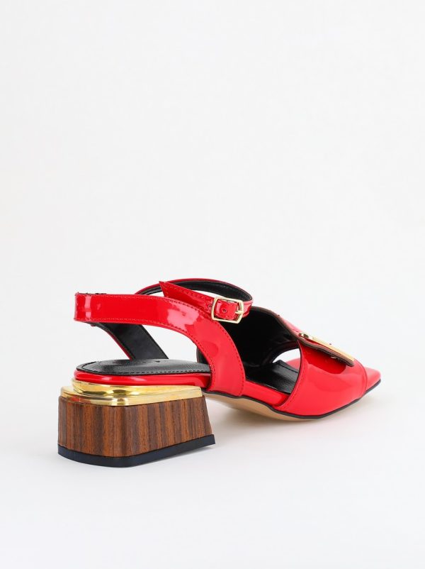 Sandale casual cu toc mic piele ecologică culoare Roșu (BS101SN2403941) 9
