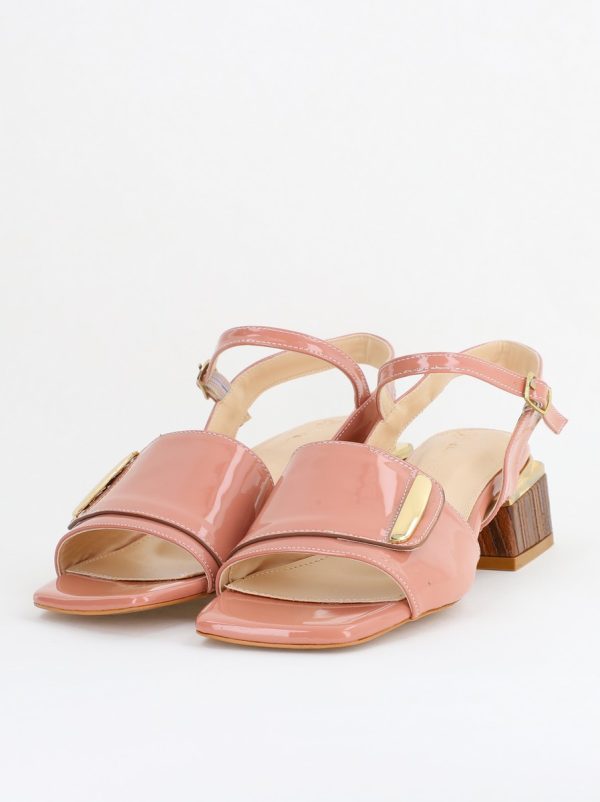 Sandale casual cu toc mic piele ecologică culoare Roz (BS101SN2403942) 5