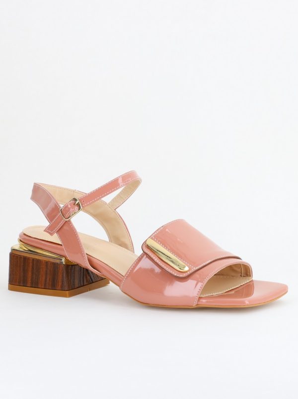 Incaltaminte Dama - Sandale casual cu toc mic piele ecologică culoare Roz (BS101SN2403942)